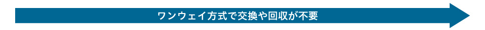 ワンウェイ方式で交換や回収が不要